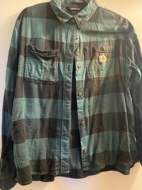 Carhartt Green & Black Plaid Rugged Flex Shirt Jacket